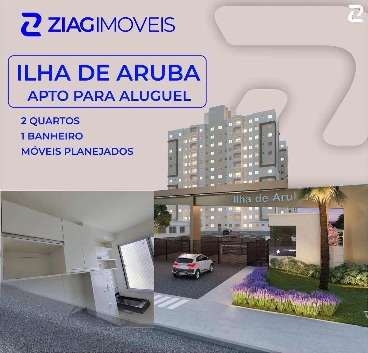 Apartamento com 2 quartos para aluguel, Condomínio Ilha de Aruba, Rua Projetada, 340, Cohama, São Luís/MA - Ziag Imóveis