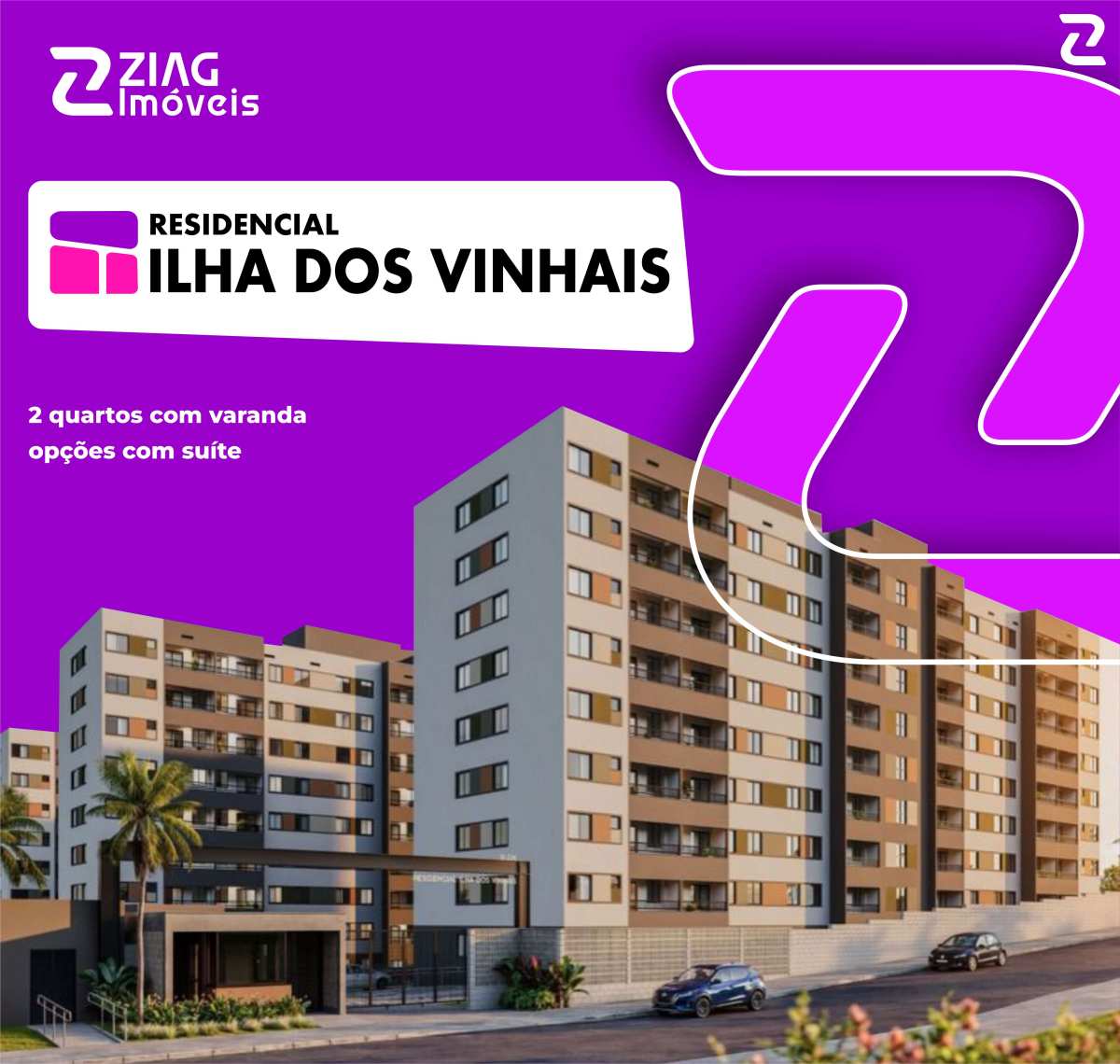 Residencial Ilha dos Vinhais, Apartamentos com 2 quartos, suíte e varanda, Rua Sapucaia, Residencial Vinhais II, São Luís/MA - Ziag Imóveis