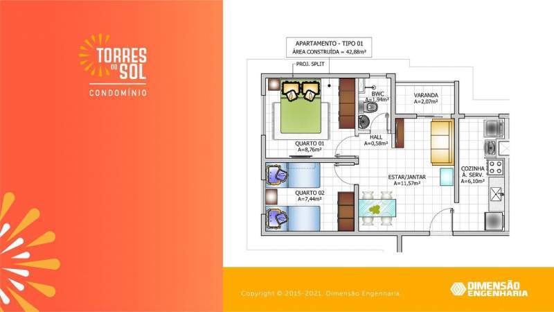 Torre do Sol, Condomínio, apartamentos com 2 quartos na região da Maiobinha, São Jose de Ribamar - Ziag Imóveis